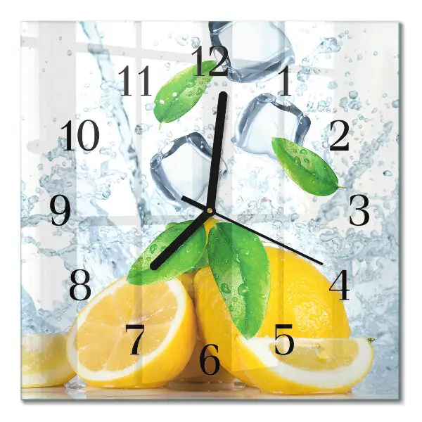 Čtvercové skleněné hodiny na stěnu Citrus
