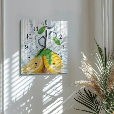 Čtvercové skleněné hodiny na stěnu Citrus