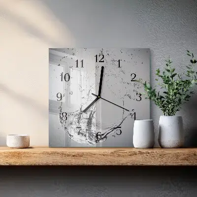 Čtvercové skleněné hodiny na zeď Voda