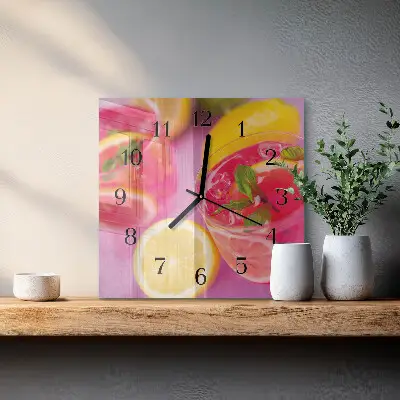 Čtvercové skleněné hodiny na zeď Citrus