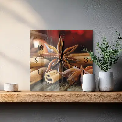 Nástěnné hodiny skleněné čtvercové Anýz skořice