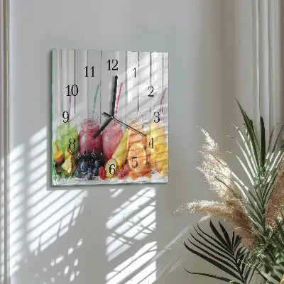 Čtvercové skleněné hodiny na zeď Koktejl