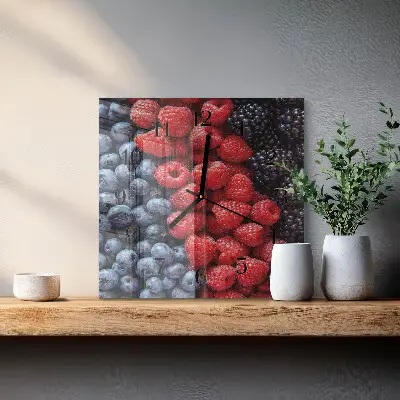 Čtvercové skleněné hodiny na stěnu Bobule