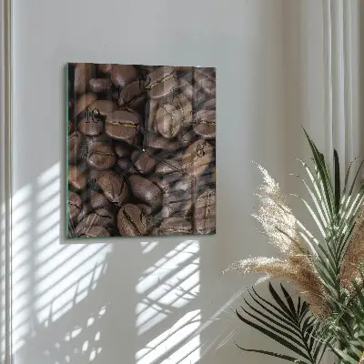 Nástěnné hodiny skleněné čtvercové Káva