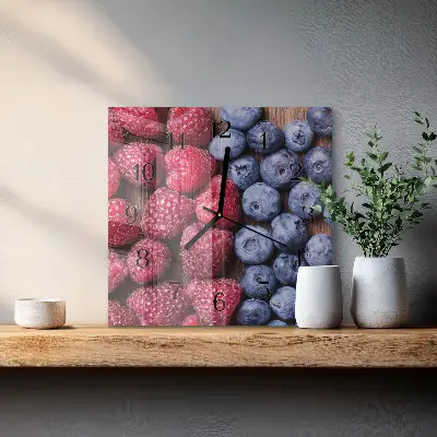 Čtvercové skleněné hodiny na zeď Lesní plody