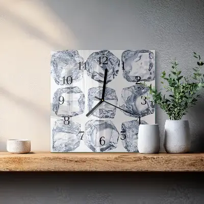Čtvercové skleněné hodiny na stěnu Led