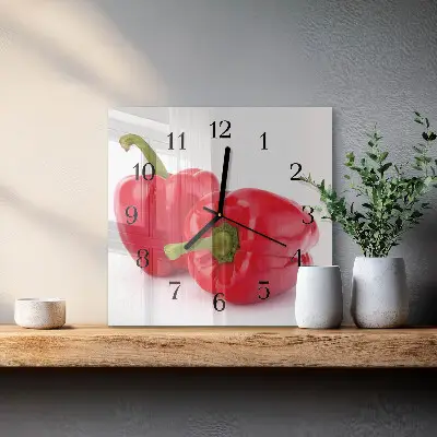 Hodiny na skle čtvercové Pepř