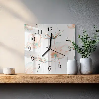 Hodiny s fotkou skleněné čtvercové Pampelišky