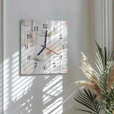 Hodiny s fotkou skleněné čtvercové Pampelišky