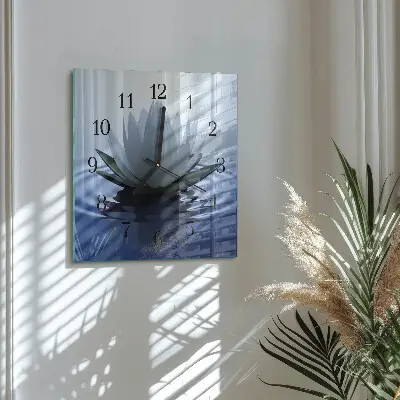 Hodiny s fotkou skleněné čtvercové Leknín