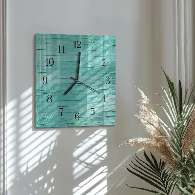 Nástěnné hodiny skleněné čtvercové Zelené desky