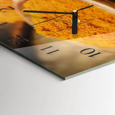 Čtvercové skleněné hodiny na zeď Kurkuma
