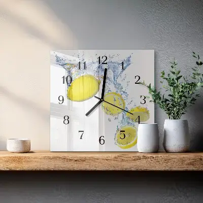 Hodiny na skle čtvercové Citrony