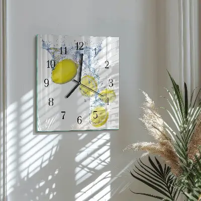 Hodiny na skle čtvercové Citrony