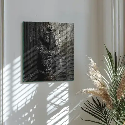 Čtvercové skleněné hodiny na stěnu Gorila