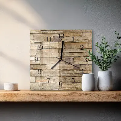 Čtvercové skleněné hodiny na zeď Zeď
