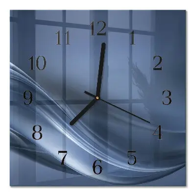 Hodiny na skle čtvercové Modré vlny