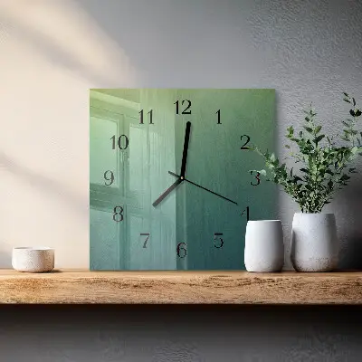 Hodiny s fotkou skleněné čtvercové Zelený gradient