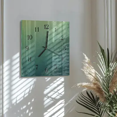 Hodiny s fotkou skleněné čtvercové Zelený gradient