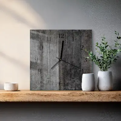 Čtvercové skleněné hodiny na stěnu Dřevo