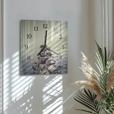 Nástěnné hodiny skleněné čtvercové Břeh řeky