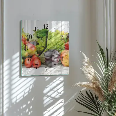 Hodiny s fotkou skleněné čtvercové Zelenina