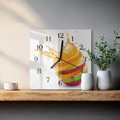 Hodiny s fotkou skleněné čtvercové Ovoce