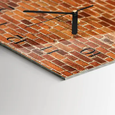 Čtvercové skleněné hodiny na zeď Cihlová zeď