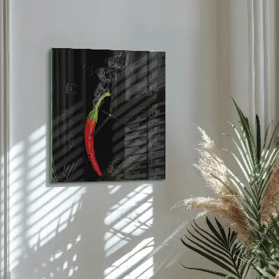 Hodiny na skle čtvercové Chilli paprička
