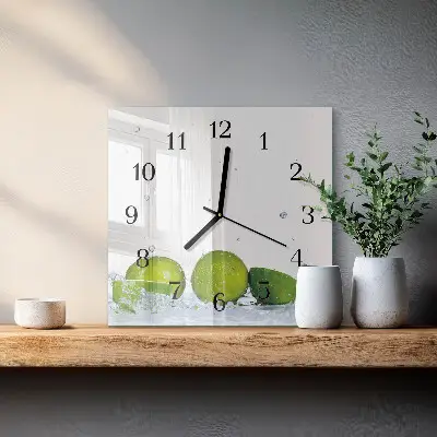 Hodiny s fotkou skleněné čtvercové Limetky