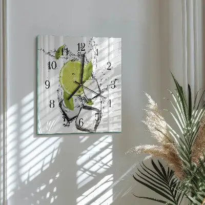 Nástěnné hodiny skleněné čtvercové Uhličitan vápenatý
