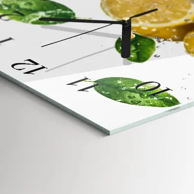 Čtvercové skleněné hodiny na stěnu Citrus
