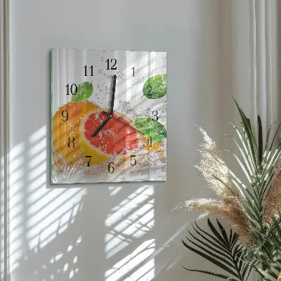 Hodiny s fotkou skleněné čtvercové Grapefruit
