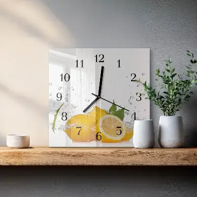 Hodiny na skle čtvercové Citrony