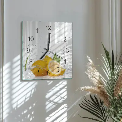 Hodiny na skle čtvercové Citrony
