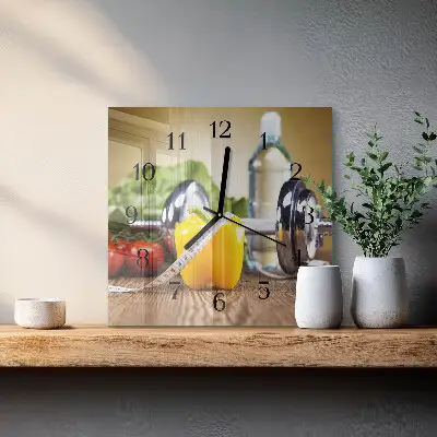 Hodiny na skle čtvercové Pepř
