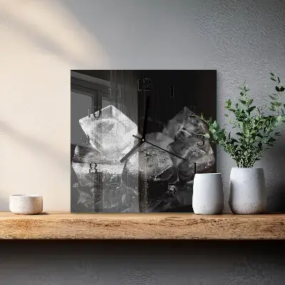 Čtvercové skleněné hodiny na zeď Kostky ledu