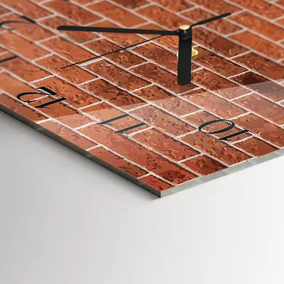 Čtvercové skleněné hodiny na zeď Cihlová zeď