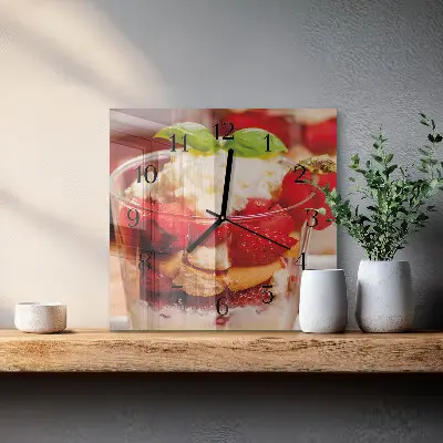 Nástěnné hodiny skleněné čtvercové Ovoce