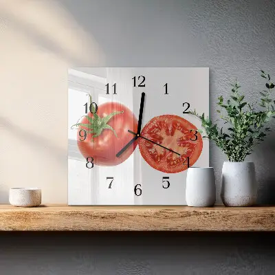 Nástěnné hodiny skleněné čtvercové Rajčata