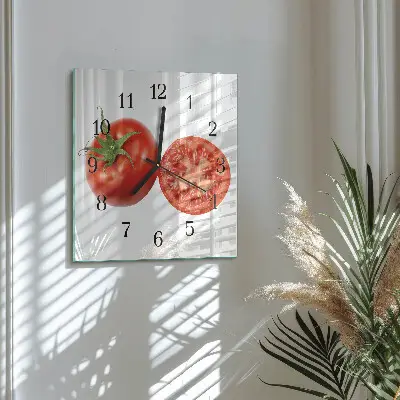 Nástěnné hodiny skleněné čtvercové Rajčata