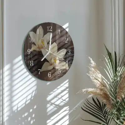 Hodiny s fotkou skleněné kulaté Vanilka