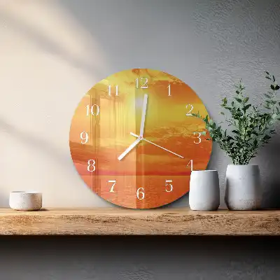 Hodiny s fotkou skleněné kulaté Slunný