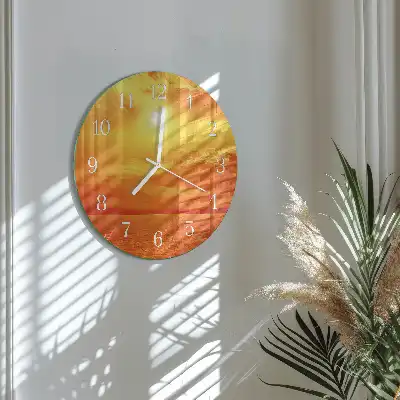 Hodiny s fotkou skleněné kulaté Slunný