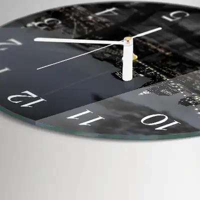 Kulaté skleněné hodiny na zeď Horizontální most
