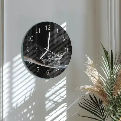 Hodiny s fotkou skleněné kulaté Voda