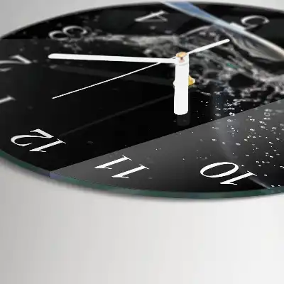 Hodiny s fotkou skleněné kulaté Voda