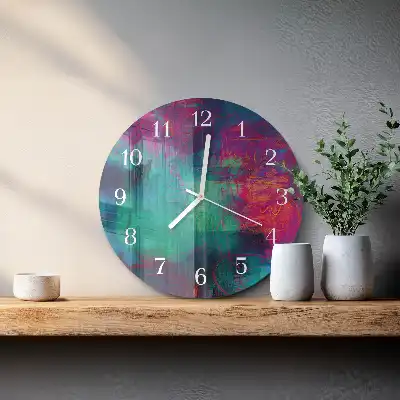 Kulaté skleněné hodiny na stěnu Barevný obrázek