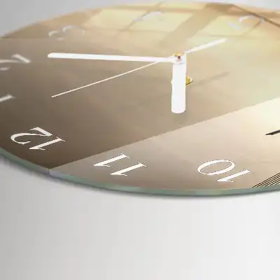 Kulaté skleněné hodiny na zeď Most v sépiové barvě