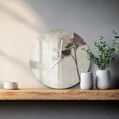 Hodiny na skle kulaté Vintage květina